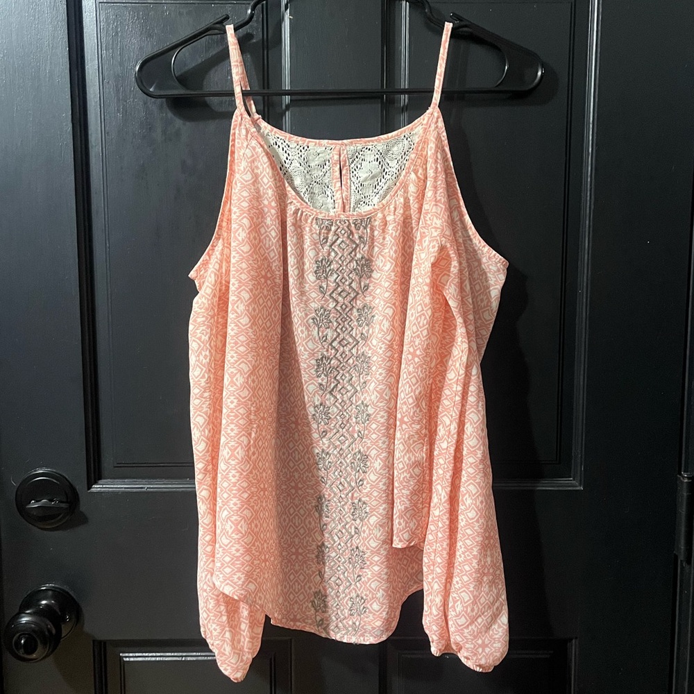 Rewind Pink and Gray Patterned Blouse